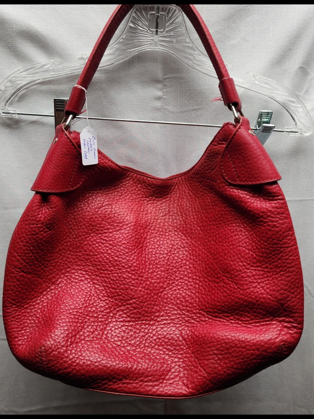 Cole Haan Red Pebbled Leather Hobo Bag